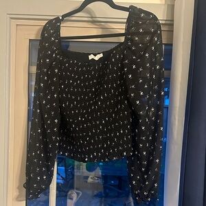 Blush Black Floral Smocked Blouse